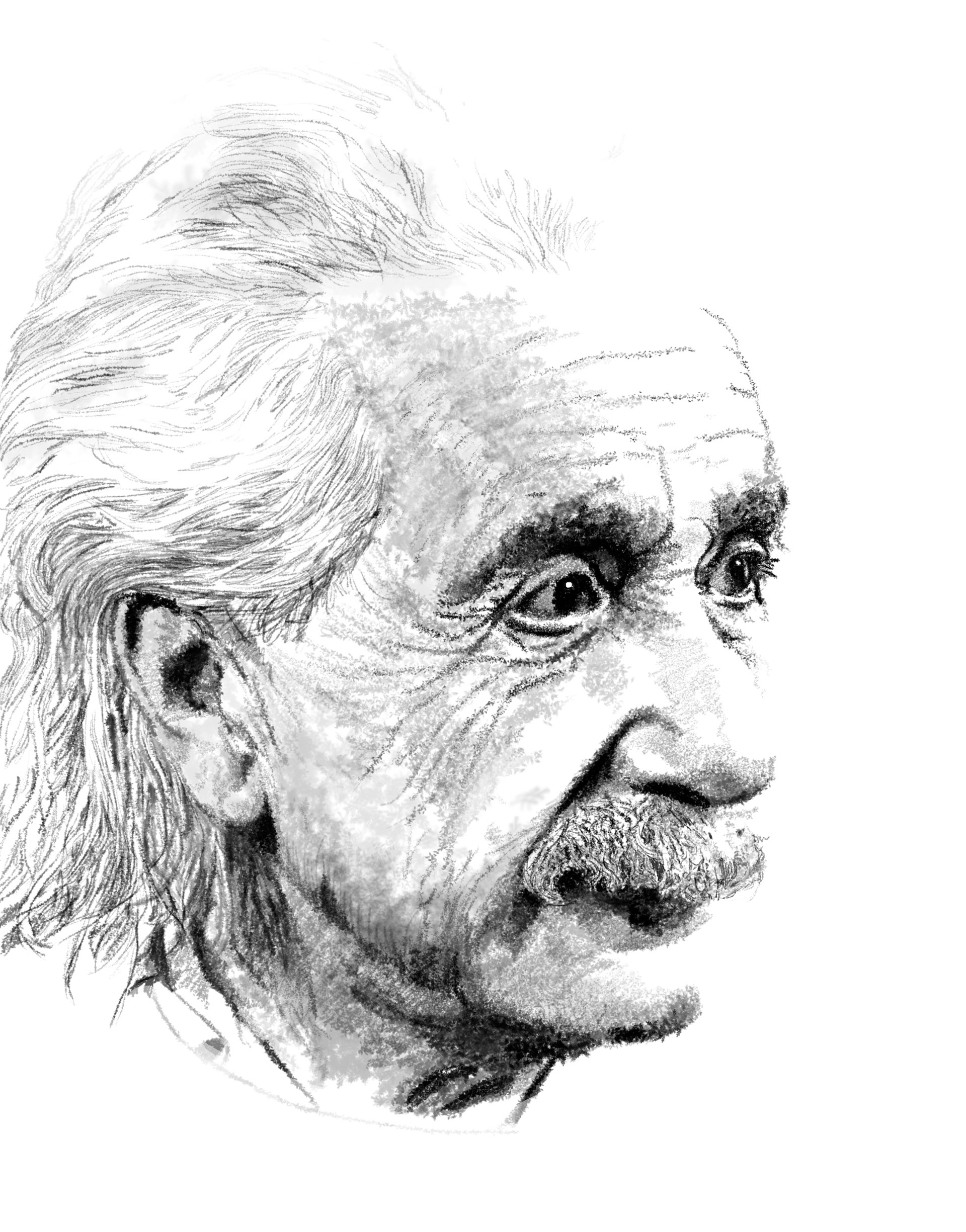 Studio Prépresse pour illustration d'Albert Einstein réalisée sous photoshop